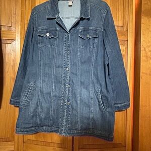 Chico's Long Blue Denim Jacket